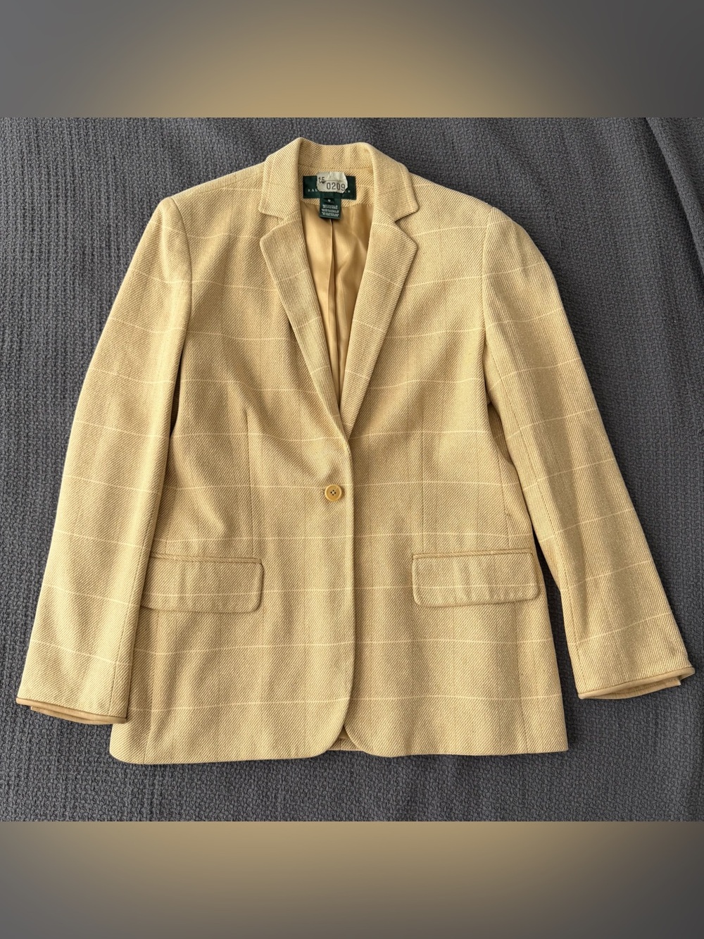 Vintage Lauren Ralph Lauren 100% Silk Beige Blazer Jacket Women 6 USA Made 90s